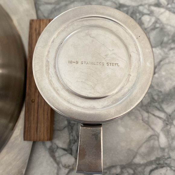 Vintage Stainless Steel Tray and Creamer with Teak Handles Made in Japan - Picture 6 of 7